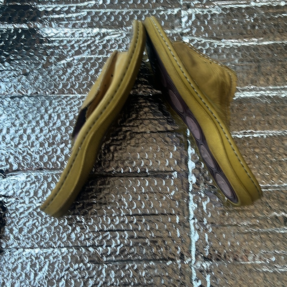Simple Yellow Leather Slide Sandals - Picture 8 of 12